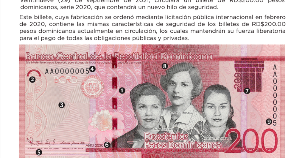 Banco Central emite billete de RD$200.00, serie 2020, con cambio en el hilo de seguridad