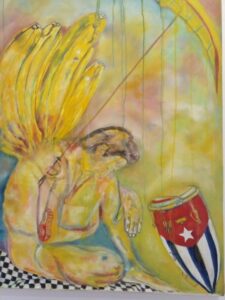 Inauguración de Los Ángeles de plátanos de Raphael Díaz en el Centro Perelló.