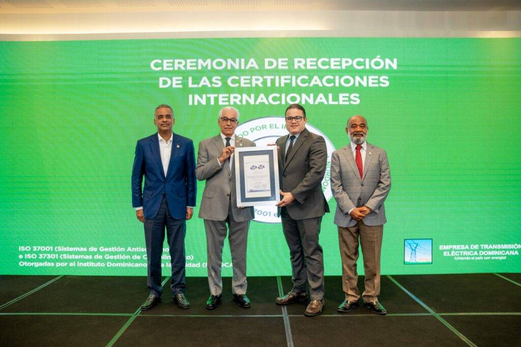 La ETED recibe certificaciones de antisoborno y cumplimiento, eldigital.com.do