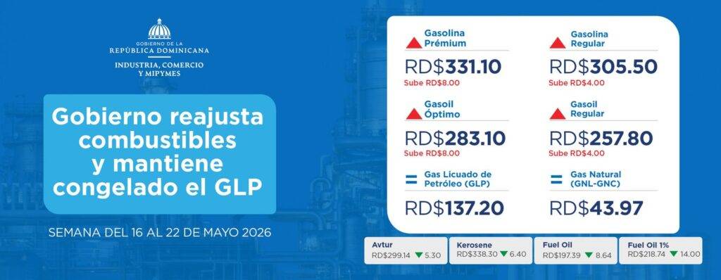 La gasolina premium y el gasoil óptimo suben RD$8.00, mientras la gasolina y el gasoil regular RD$4.00 por galón., eldigital.com.do