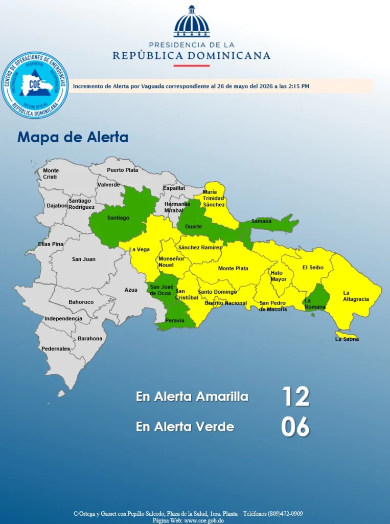 12 las provincias en alerta amarilla y 6 en verde por intensas lluvias, eldigital.com.do
