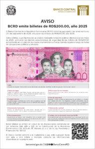 BCRD emite billetes de RD$200.00, año 2025, eldigital.com.do