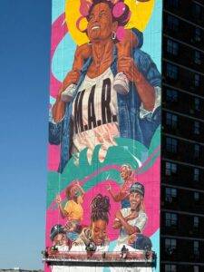 Angurria pinta en el Bronx el mural más alto de Estados Unidos: una mujer en rolos a 29 pisos de altura, eldigital.com.do